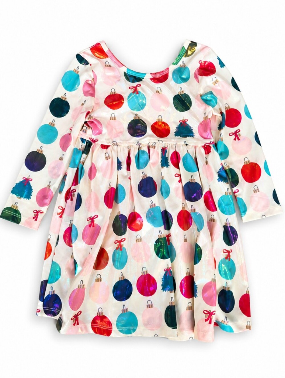 Pink Chicken Girls Holiday Ornament Print Dress Size 4